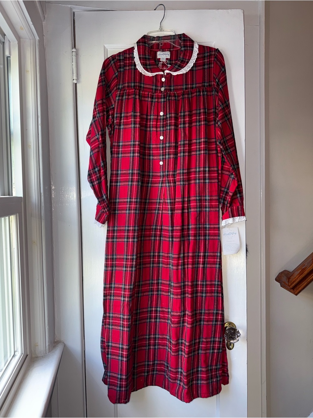 Red Tartan Peter Pan Flannel Nightgown